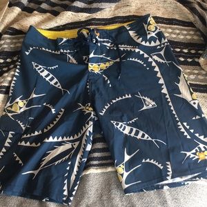 Quiksilver Board shorts, size 32, in fish pattern